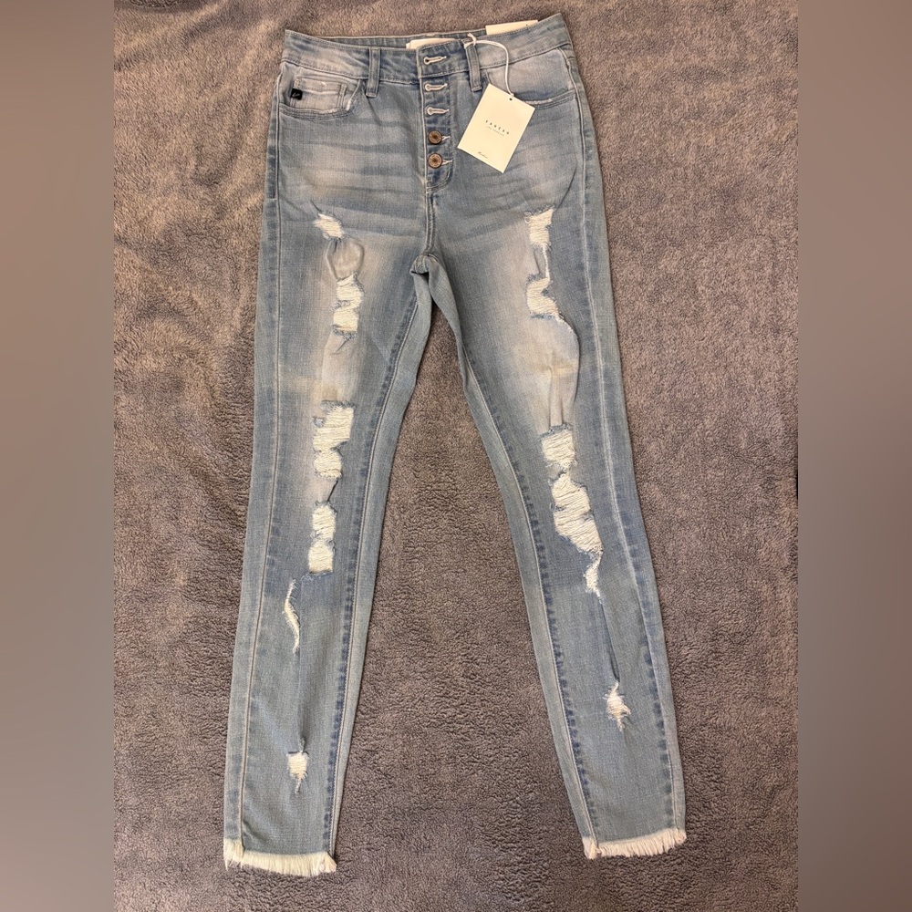 KanCan Light Blue Distressed Skinny Jeans Size 5/26 NWT